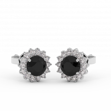 18K Gold Black & White Diamond Earrings