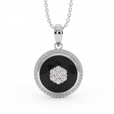 18K Gold Black & White Diamond Pendant 