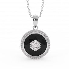 18K Gold Black & White Diamond Pendant 