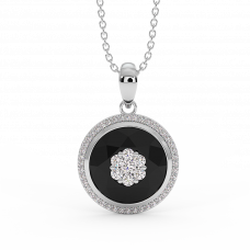 18K Gold Black & White Diamond Pendant 