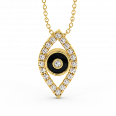 18K Gold Black & White Diamond Pendant 