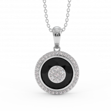 18K Gold Black & White Diamond Pendant 