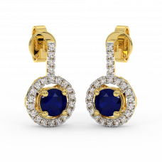 18K Gold Diamond Sapphire Earrings