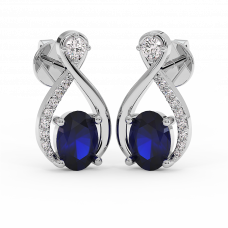 18K Gold Diamond Sapphire Earrings