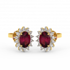 18K Gold Diamond Ruby Earrings