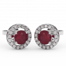 18K Gold Diamond Ruby Earrings