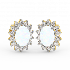 18K Gold Diamond Opal Earrings