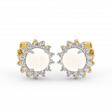 18K Gold Diamond Opal Earrings