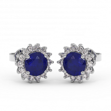 18K Gold Diamond Sapphire Earrings