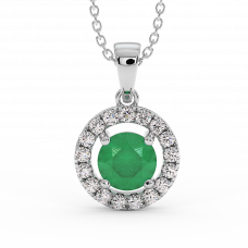18K Gold Diamond Emerald Pendant 