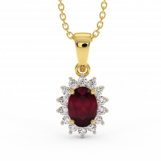 18K Gold Diamond Ruby Pendant