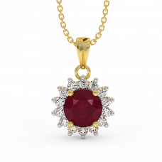 18K Gold Diamond Ruby Pendant