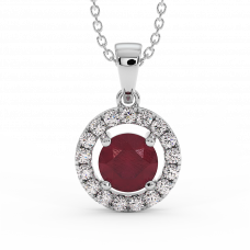 18K Gold Diamond Ruby Pendant