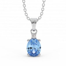 18K Gold Diamond Blue Zircon Pendant