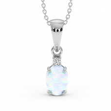 18K Gold Diamond Opal Pendant