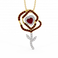 18K Gold Diamond Ruby Pendant