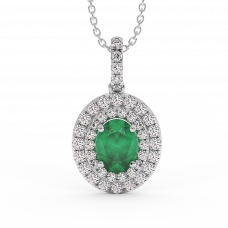 18K Gold Diamond Emerald Pendant 