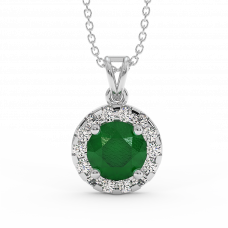 18K Gold Diamond Emerald Pendant 