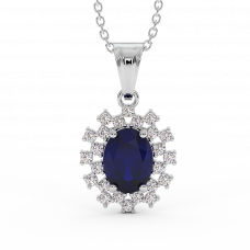 18K Gold Diamond Sapphire Pendant 