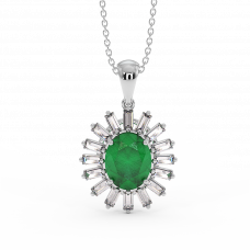 18K Gold Diamond Emerald Pendant