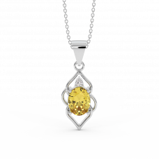 18K Gold Diamond Citrine Pendant