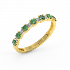 18K Gold Diamond Emerald Ring