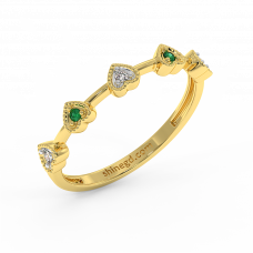 18K Gold Diamond Emerald Ring