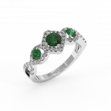 18K Gold Diamond Emerald Ring