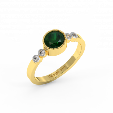 18K Gold Diamond Emerald Ring