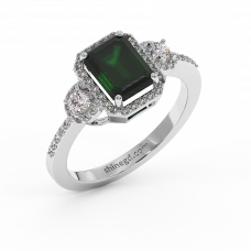 18K Gold Diamond Emerald Ring