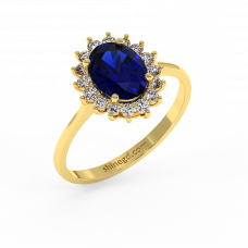 18K Gold Diamond Sapphire Ring