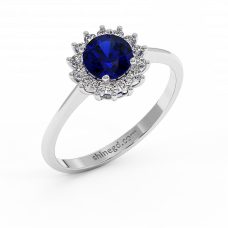 18K Gold Diamond Sapphire Ring