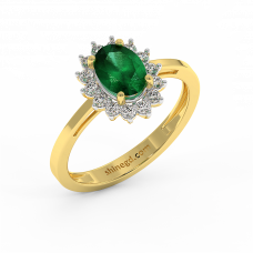 18K Gold Diamond Emerald Ring