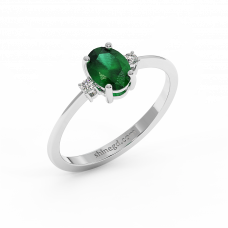 18K Gold Diamond Emerald Ring