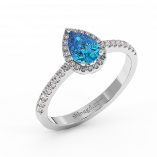 18K Gold Diamond Blue Topaz Ring