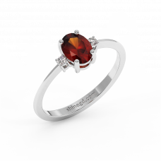 18K Gold Diamond Garnet Ring