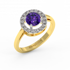 18K Gold Diamond Amethyst Ring