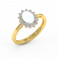 18K Gold Diamond Opal Ring