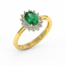 18K Gold Diamond Emerald Ring