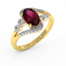 18K Gold Diamond Ruby Ring