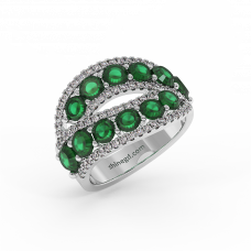 18K Gold Diamond Emerald Ring