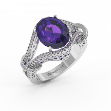 18K Gold Diamond Amethyst Ring