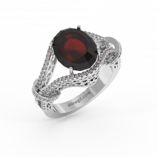 18K Gold Diamond Garnet Ring