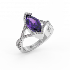 18K Gold Diamond Amethyst Ring