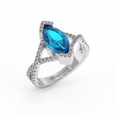 18K Gold Diamond Blue Topaz Ring