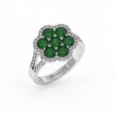 18K Gold Diamond Emerald Ring