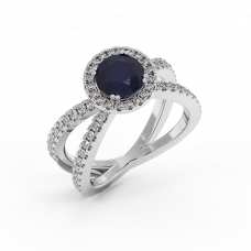 18K Gold Diamond Sapphire Ring