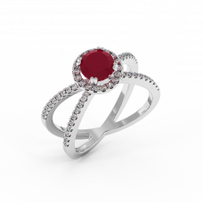 18K Gold Diamond Ruby Ring