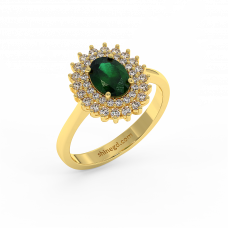 18K Gold Diamond Emerald Ring