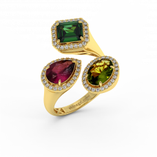 18K Gold Diamond Tourmaline Ring